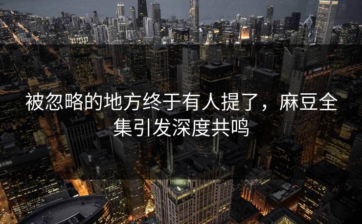 被忽略的地方终于有人提了，麻豆全集引发深度共鸣